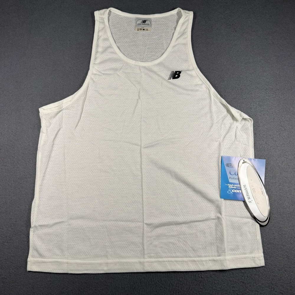 New Balance Tank Top Womens Medium White CoolMax Mesh Running Singlet NWT